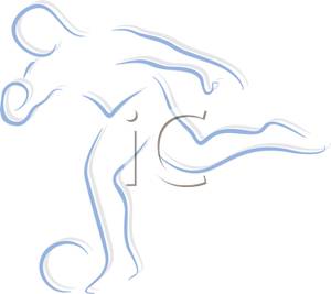     Outline Of A Soccer Player Kicking The Ball   Royalty Free Clipart