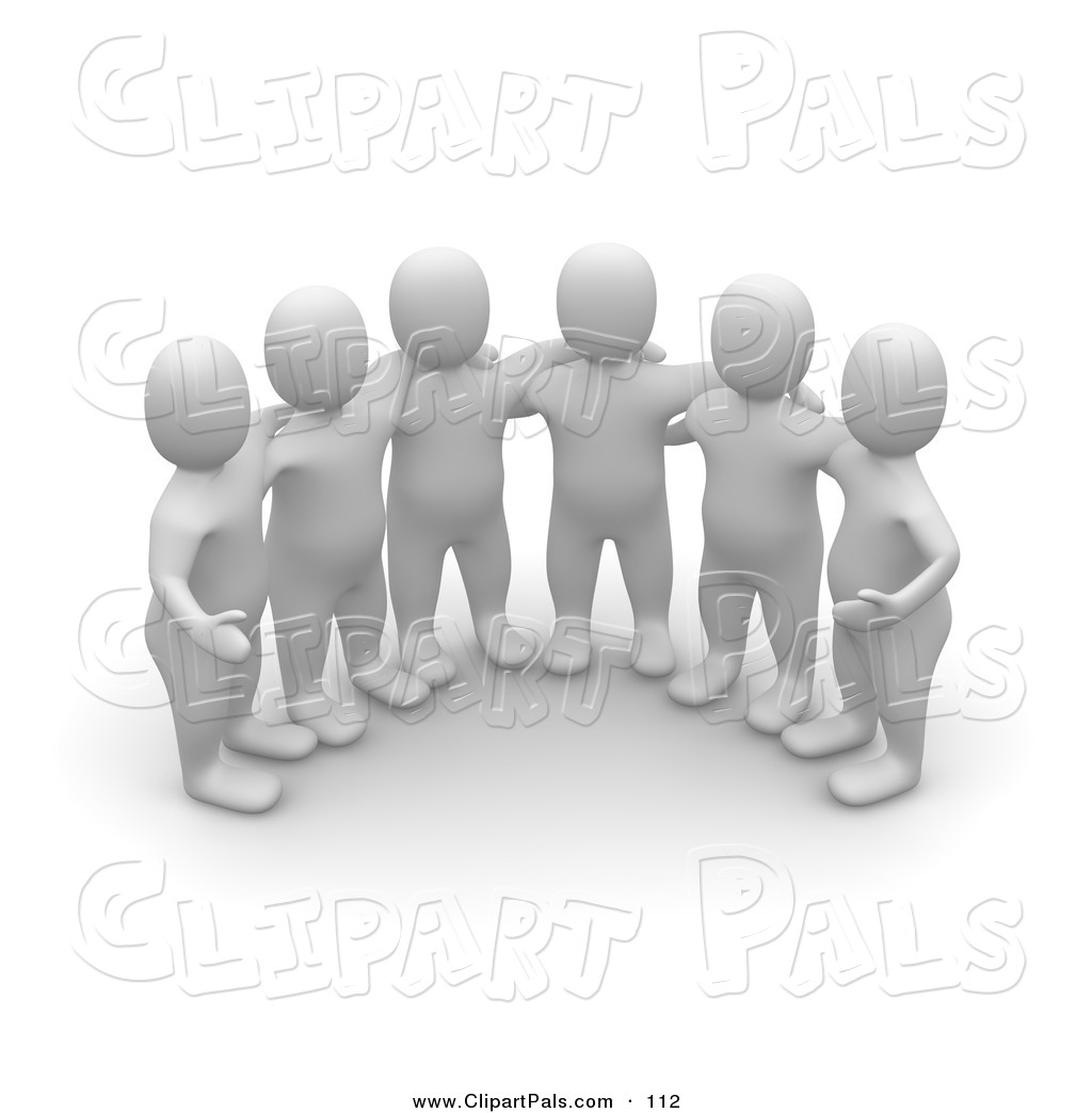 Pal Clipart Of A Group Of Six 3d Blanco Man Huddled By Jiri Moucka    