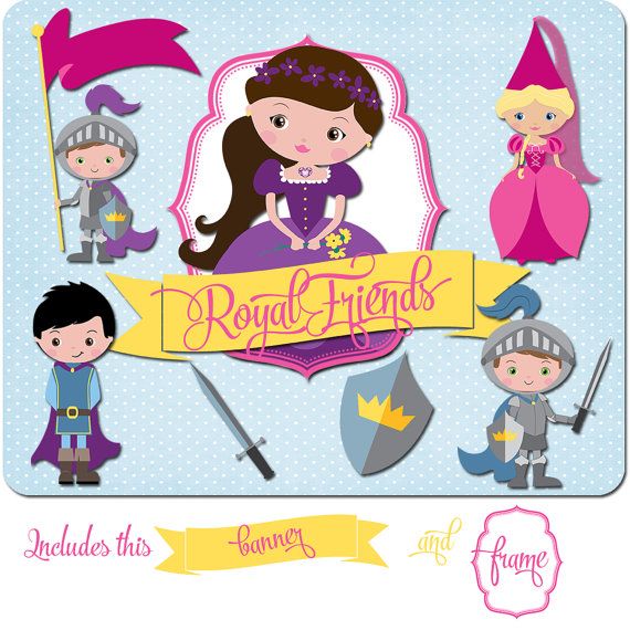 Princess Prince And Knight Digital Clip Art Instant Download