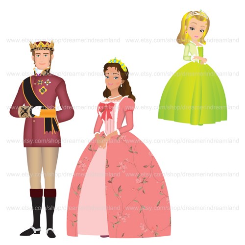 Printable Clip Art Digital Pdf Png File   King Queen Prince Princess