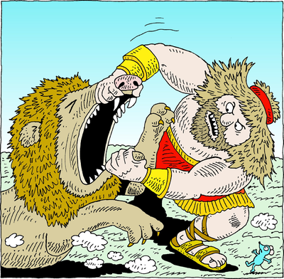 Samson Fighting A Lion   Samson Clip Art   Christart Com