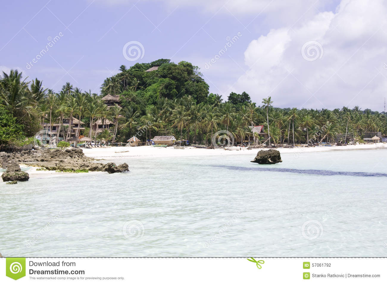 Tropical Beach With Coconut Palm Tree White Sand And Turquoise Sea