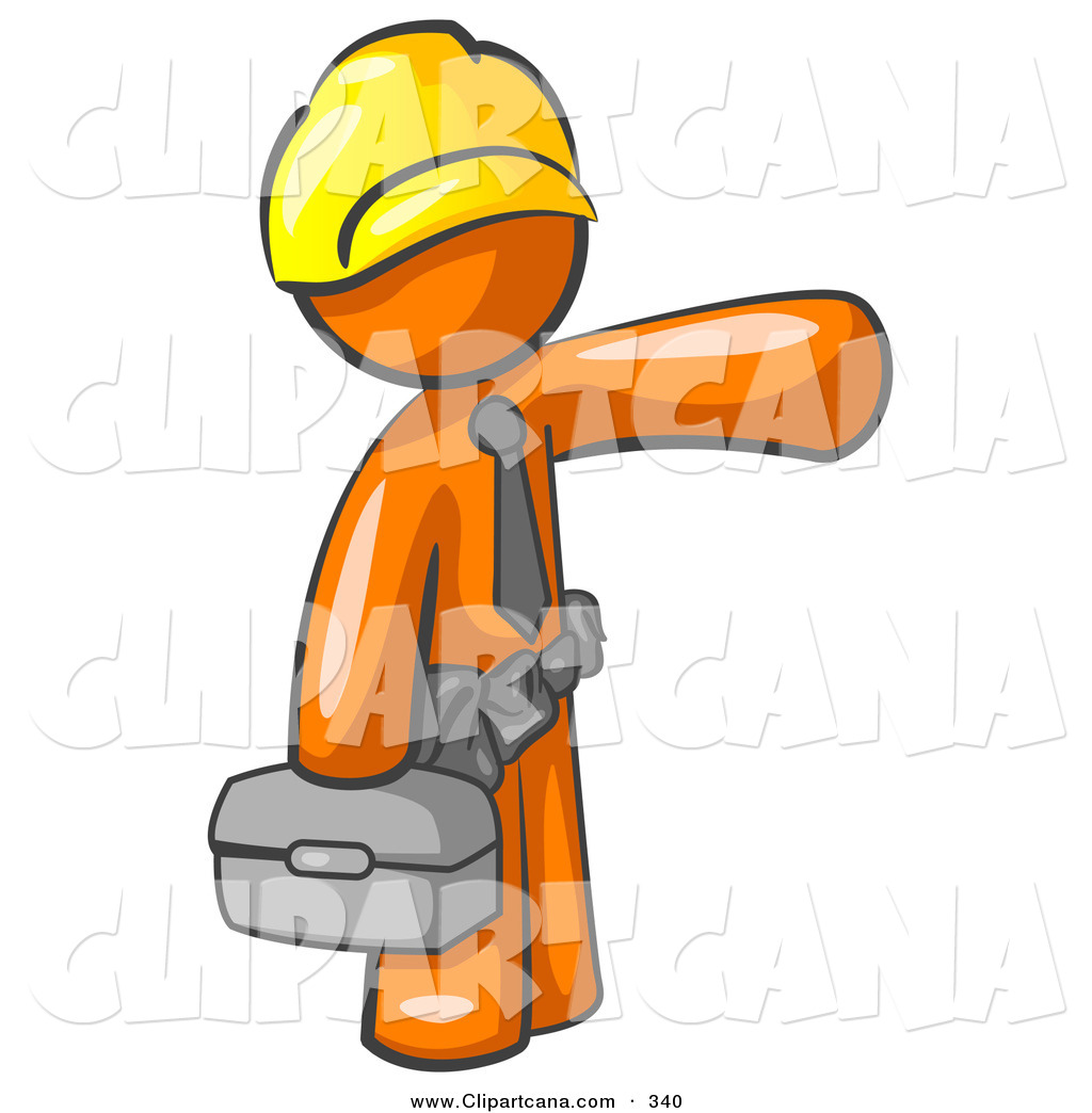 Vector Clip Art Of A Busy Orange Man A Construction Worker Handyman