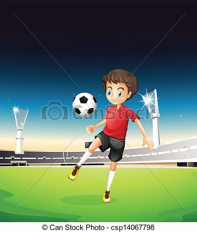 Vectors Of A Boy Playing Soccer Alone   Illustration Of A Boy Playing