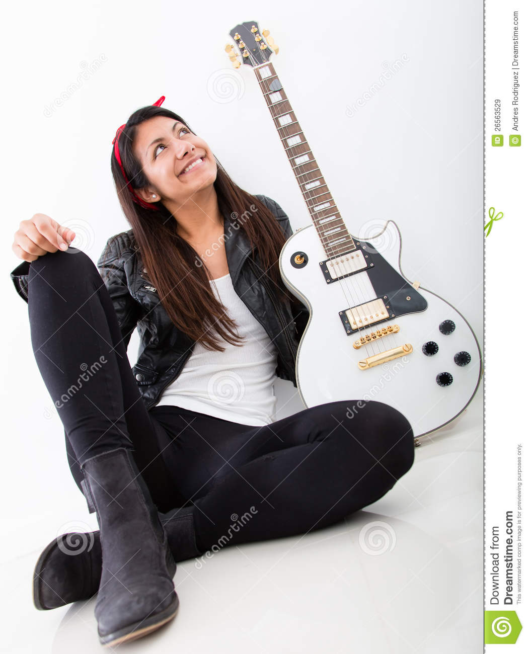 Woman Thinking Of Being A Rock Star Royalty Free Stock Images   Image
