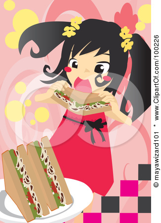 100226 Royalty Free Rf Clipart Illustration Of A Hungry Girl Eating A