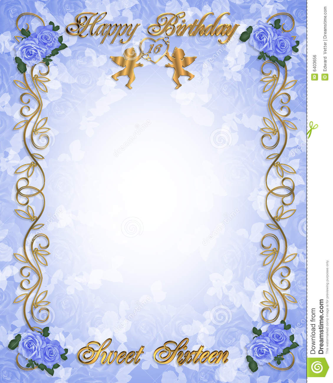 Birthday Invitation Sweet 16 Blue Royalty Free Stock Image   Image    