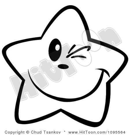 Black And White Stars Wink Clipart