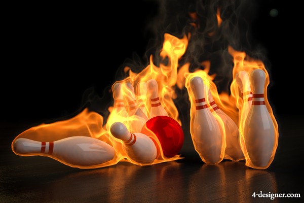 Bowling Ball Red Ball Combustion Flame Sports Equipment Recreational