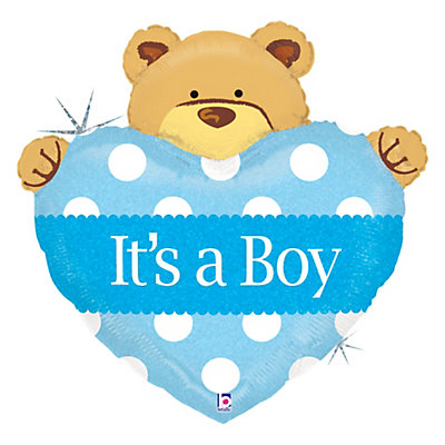 Boy Teddy Bear   Baby Shower Mylar Balloon   Bigdotofhappiness Com