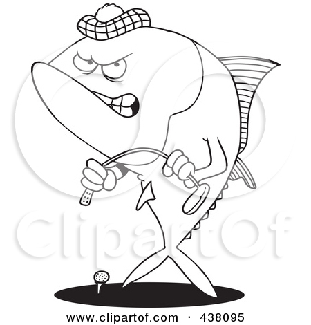 Cartoon Mad Tuna Fish Playing Golf Posters Art Prints By Ron Leishman