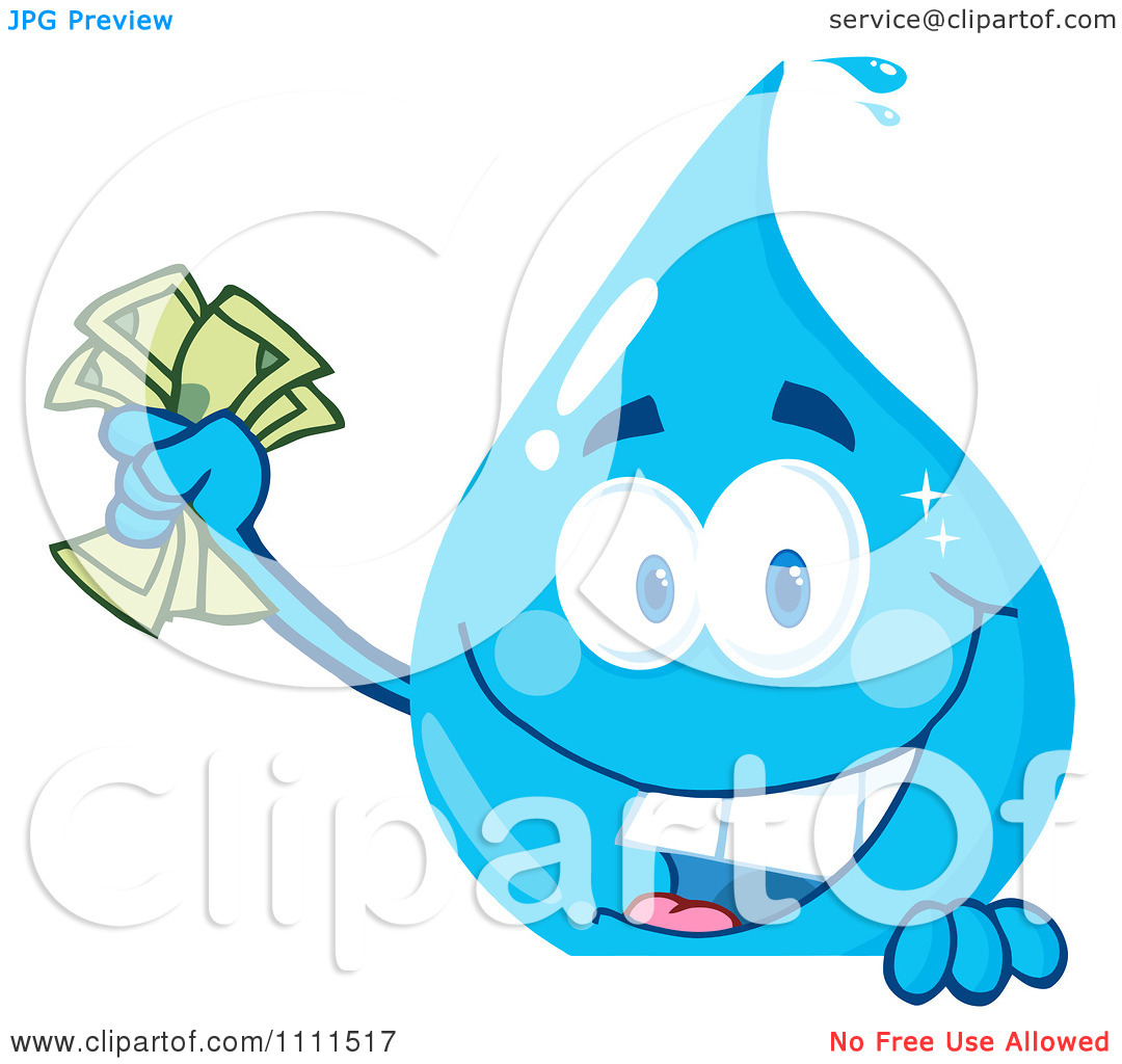 Clipart Water Drop Holding Money Over A Sign Royalty Free Vector