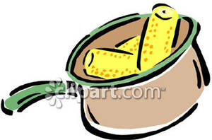 Corn Cobs In A Pot   Royalty Free Clipart Picture