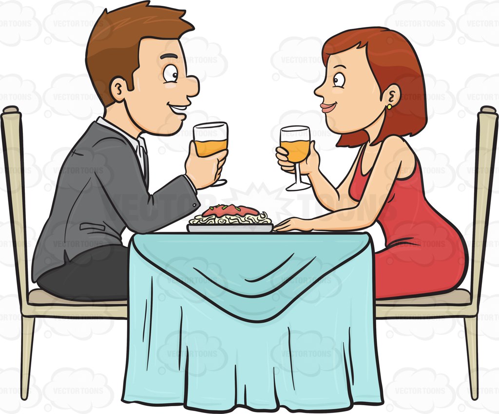 Couple Enjoying A Romantic Dinner Date In A Restaurant   Vector