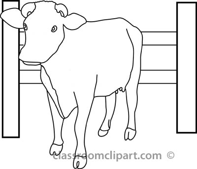 Cow Near Fence 3612 Outline Download Kangaroo On Grass 3a Outline