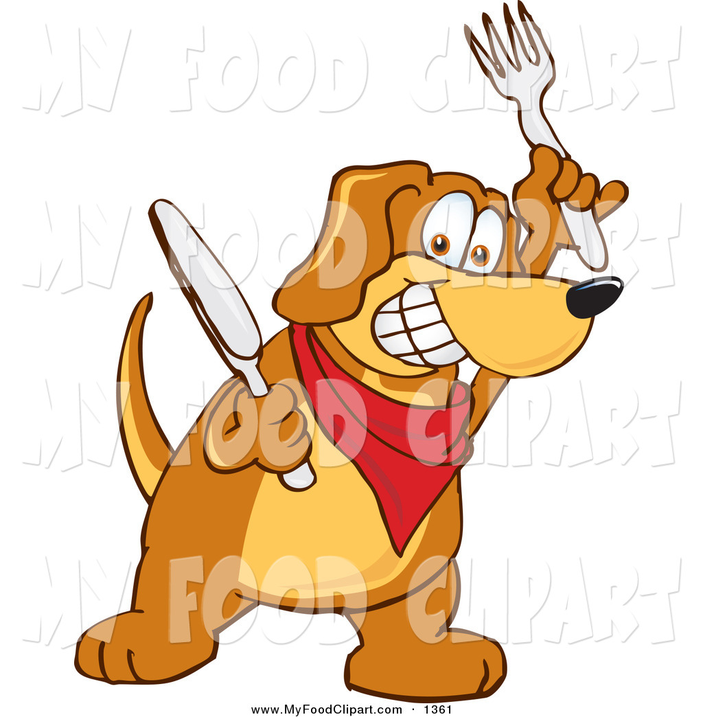 Food Clip Art Of A Hungry And Happy Brown Dog Mascot Cartoon Character