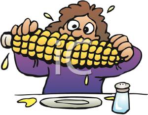 Girl Eating Corn On The Cob   Royalty Free Clipart Picture