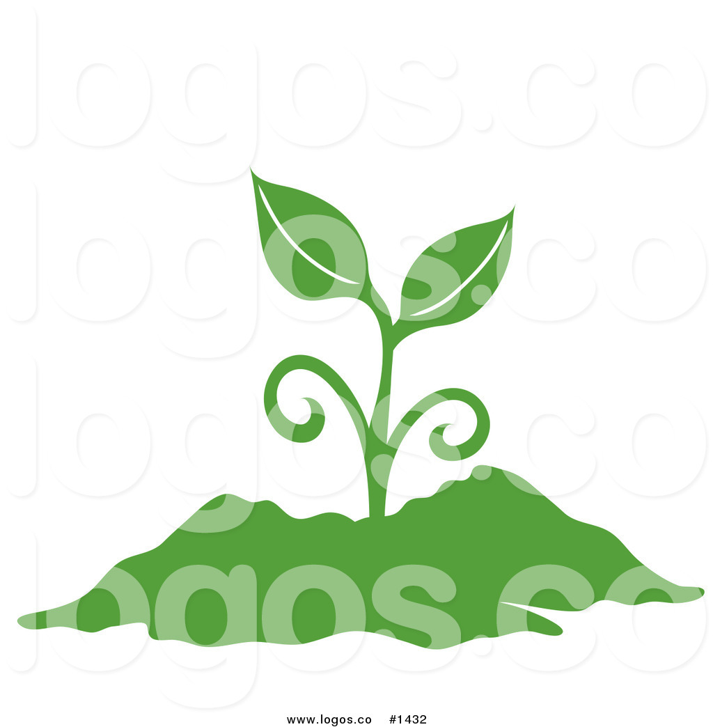 Green Plant Silhouette With Leaves Sprouting From Soil By Pams Clipart