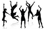 Happy Active Women Silhouettes Man And Clipart