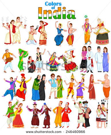 Happy Couple From Different States Of India In Vector   Stock Vector