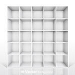 Isolated Empty White Bookshelf Vector Illustration 3d Isolated Empty