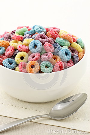 Kids Delicious Cereal Loops Or Fruit Cereal Stock Images   Image    