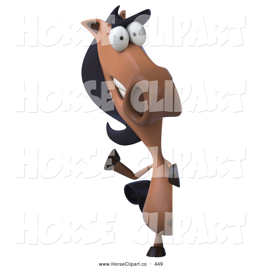 Larger Preview  Clip Art Of A Cute 3d Horse Character Standing By A