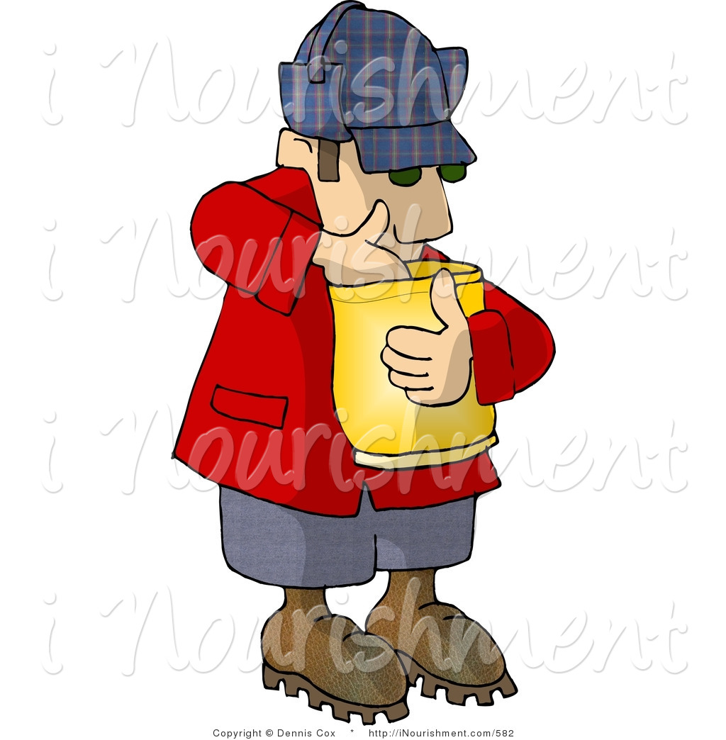 Larger Preview  Clipart Of A Hungry Woodsman Sneaking Food From A Bag
