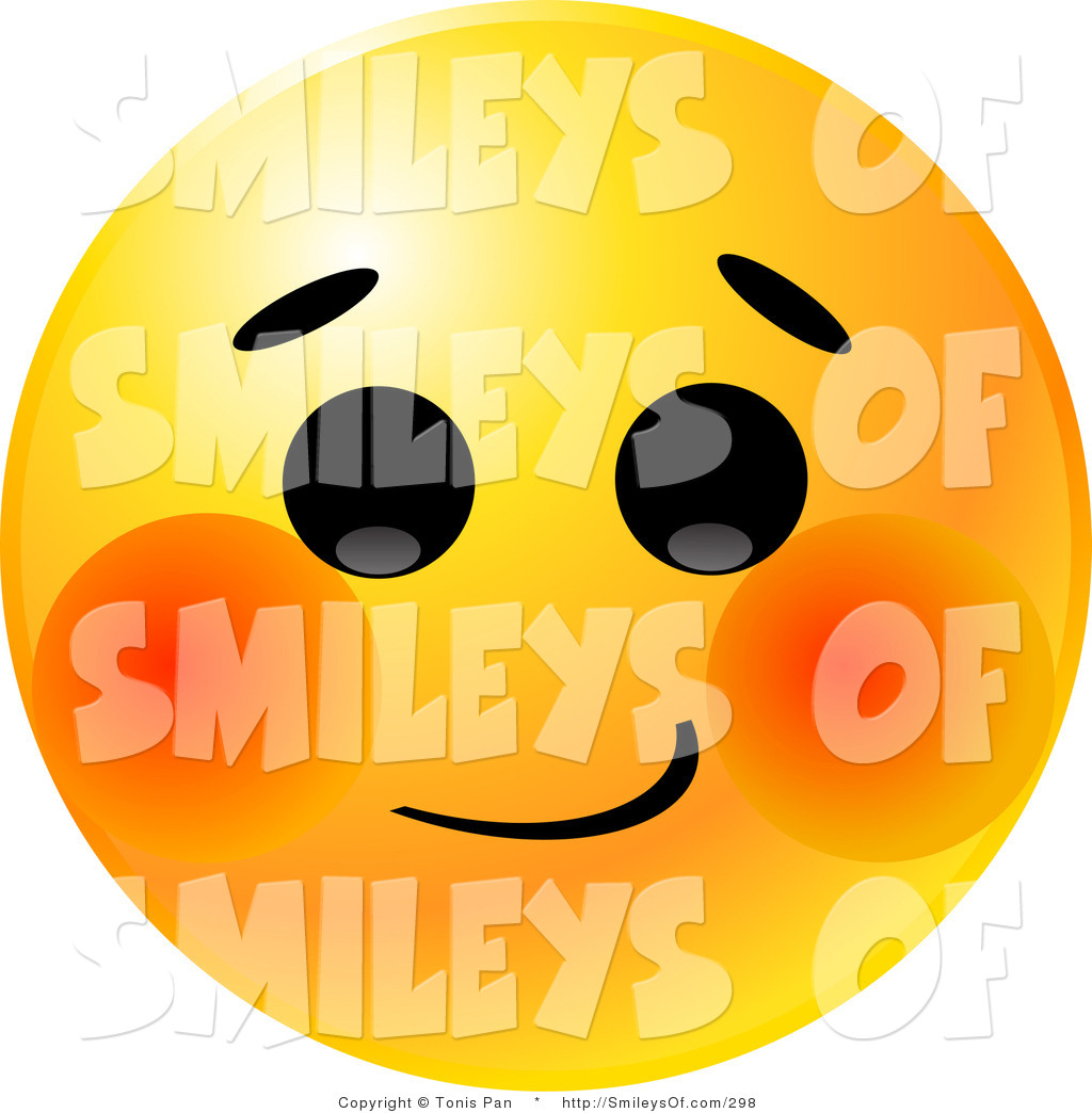 Larger Preview  Vector Of A Yellow Emoticon Face With A Bashful