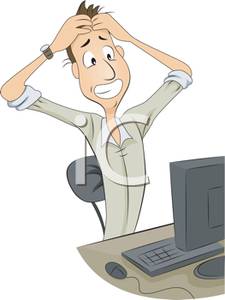 Man Having Problems With A Computer   Royalty Free Clipart Picture