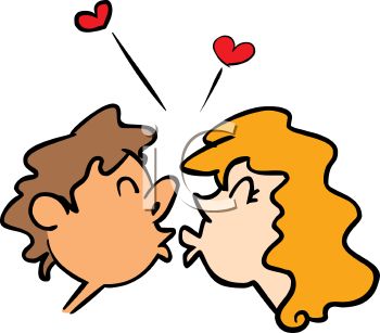 Royalty Free Clip Art Image  Cute Cartoon Couple In Love Kissing