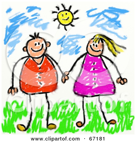 Royalty Free  Rf  Clipart Illustration Of A Couple Or Siblings Holding