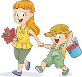 Siblings Clipart And Illustrations