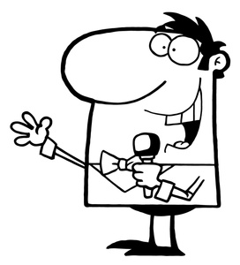 Speaking Clipart Image   Black And White Game Show Host