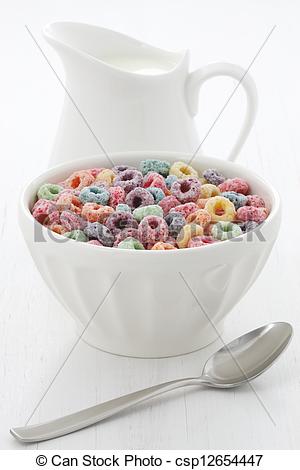 Stock Photo   Delicious Kids Cereal Loops With A Fruit Flavor   Stock    