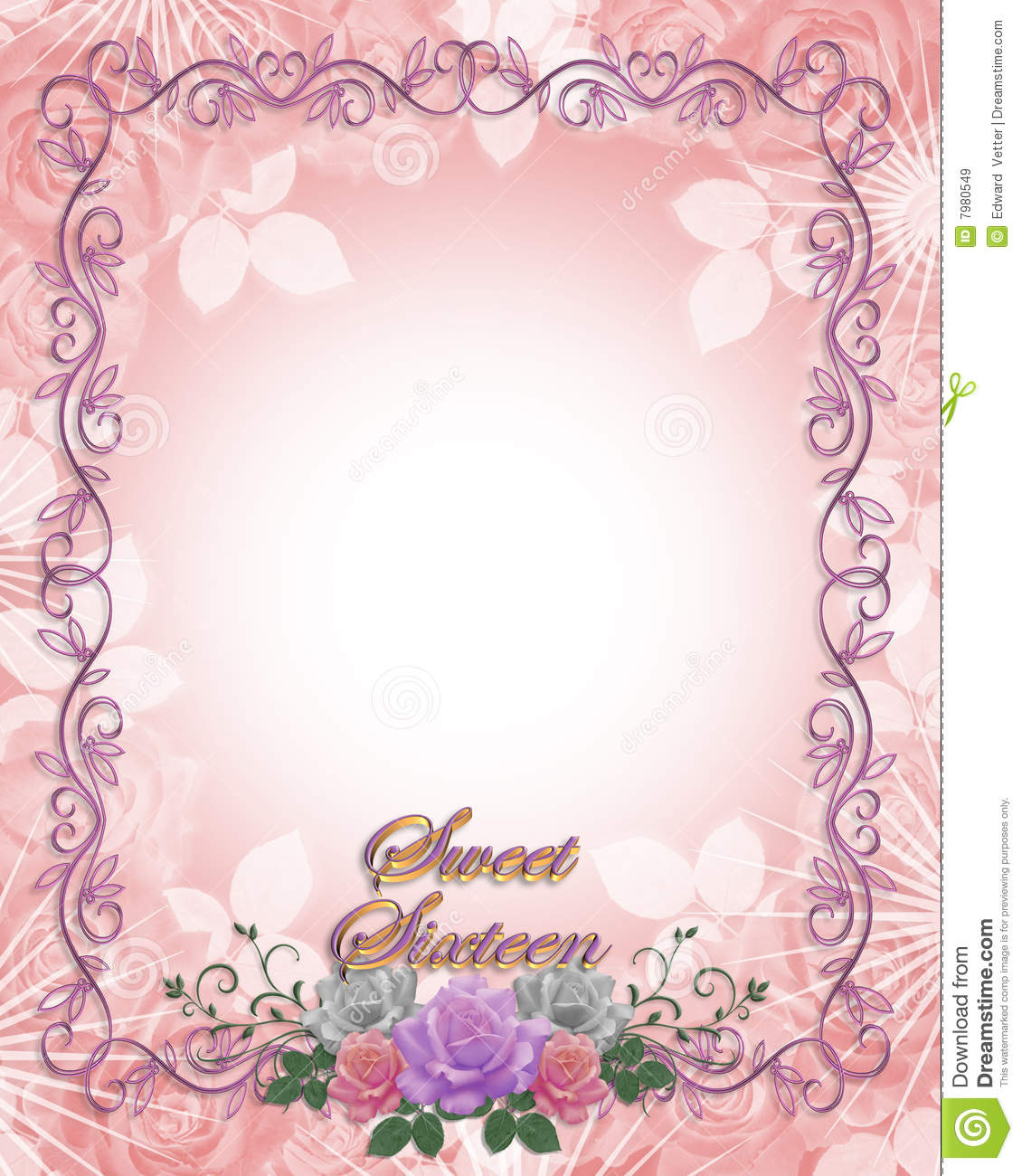 Sweet 16 Birthday Invitation Roses Royalty Free Stock Images   Image    