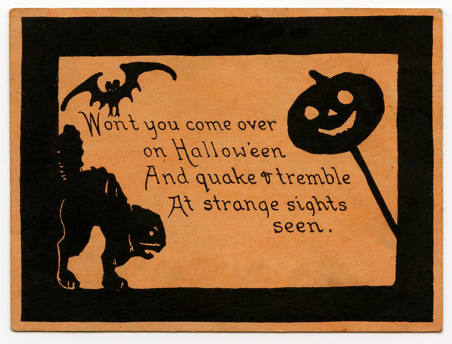 Vintage Halloween Clip Art   Cute Card Or Invitation   The Graphics    