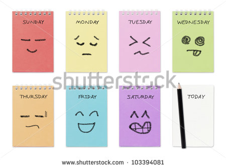 Weekly Calendar With Face Drawing Routine Work Concept Stock Photo