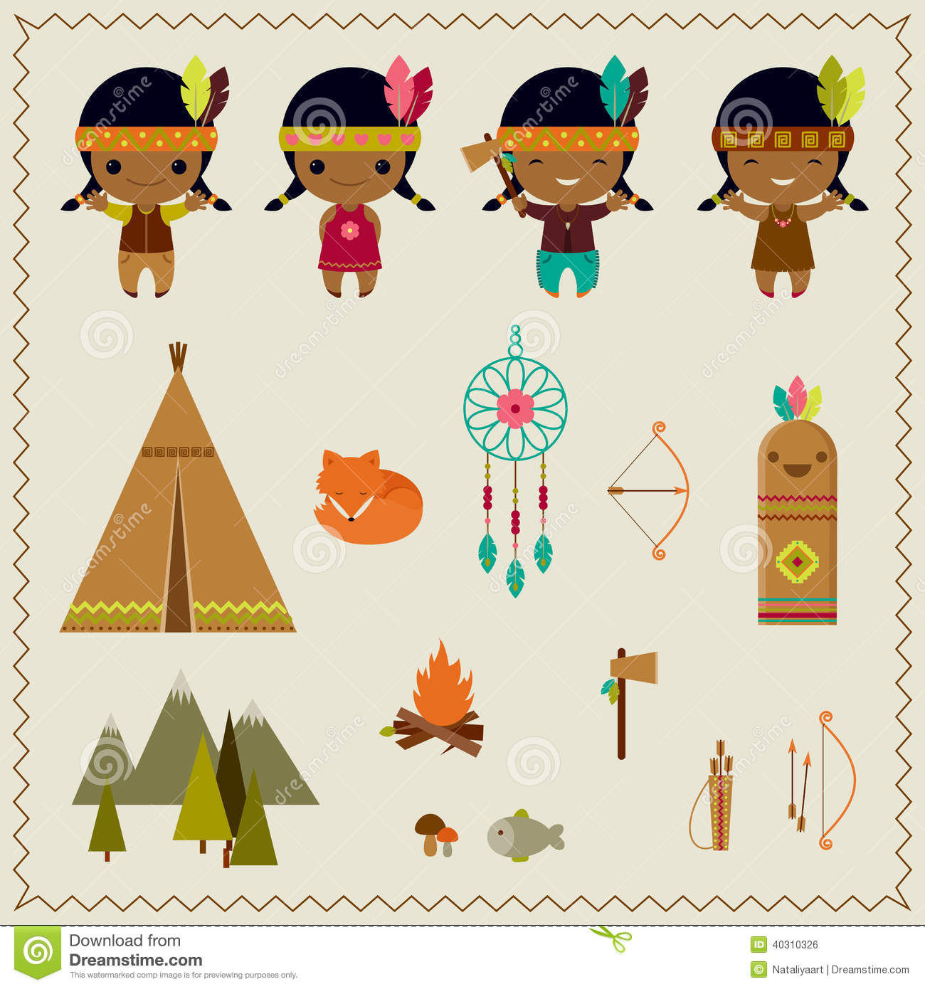 American Indian Clipart Icons Design Stock Vector   Image  40310326