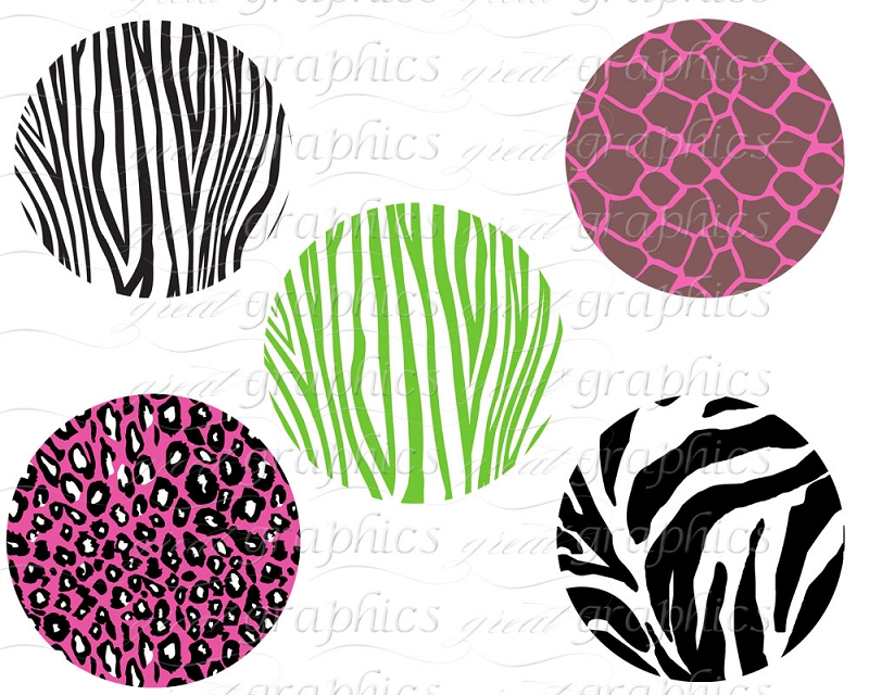 Animal Print Circle Digital Clip Art Zebra Print Leopard Print