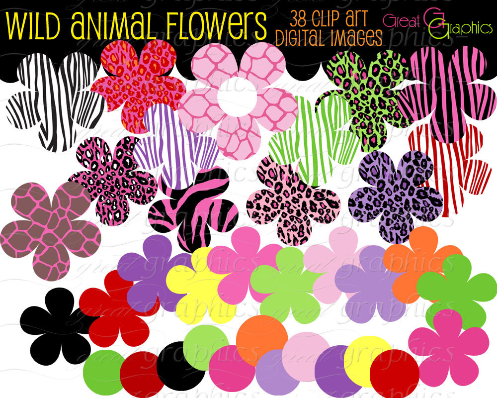 Animal Print Digital Clip Art Flower Clipart By Greatgraphics