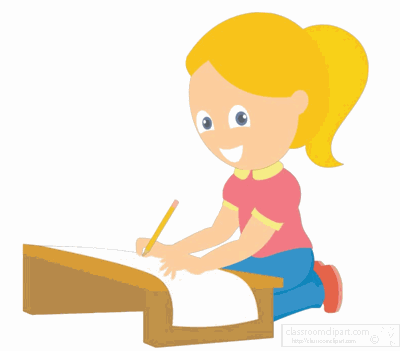 Animated Clipart  Girl At Desk Writing Animated   Classroom Clipart
