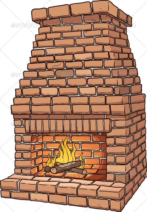 Brick Fireplace Clipart Cartoon Brick Fireplace