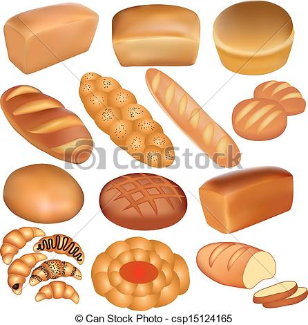 Clip Art Vector Of Set Of Loaves Of Bread And A White   Illustration