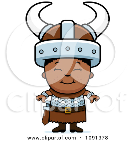 Clipart Happy Black Viking Boy   Royalty Free Vector Illustration By