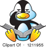 Clipart Of A Happy Penguin Reading Royalty Free Vector Illustration By