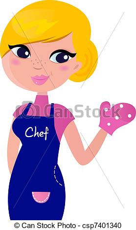 Clipart Of Chef Woman Prepared For Cooking Isolated On White   Cute    