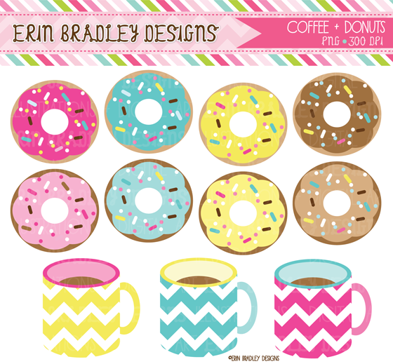 Coffee And Donuts Clipart Png