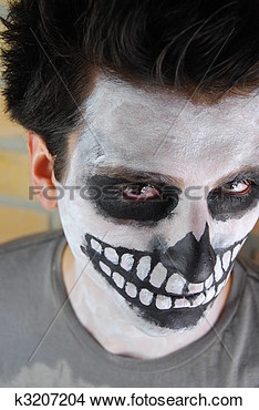 Creepy Skeleton Guy  Carnival Face Painting  View Large Photo Image