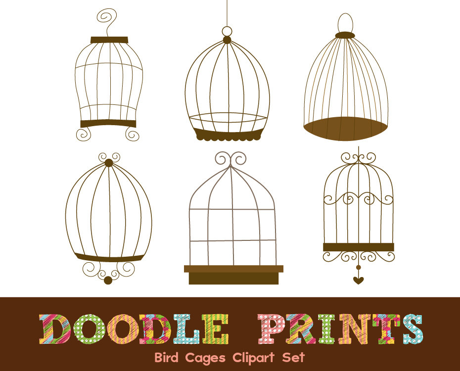 Digital Clip Art Printable Bird Cages Design By Doodleprints